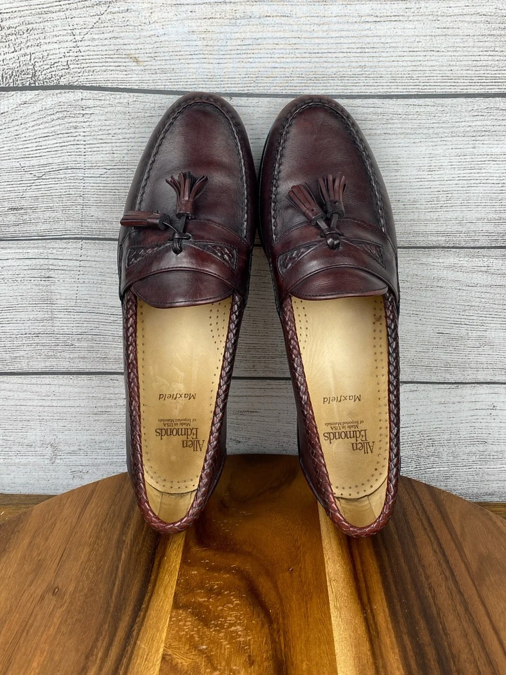 Allen Edmonds Maxfield Tassel Loafers Deep Burgundy Leather Men’s Shoe Size 10.5